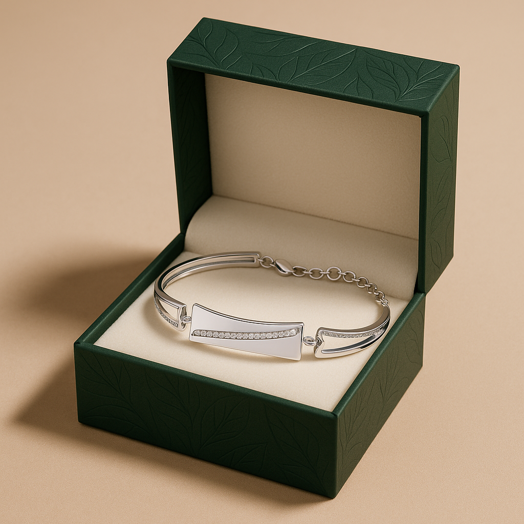 Silver Curve-Line CZ Bracelet for Women