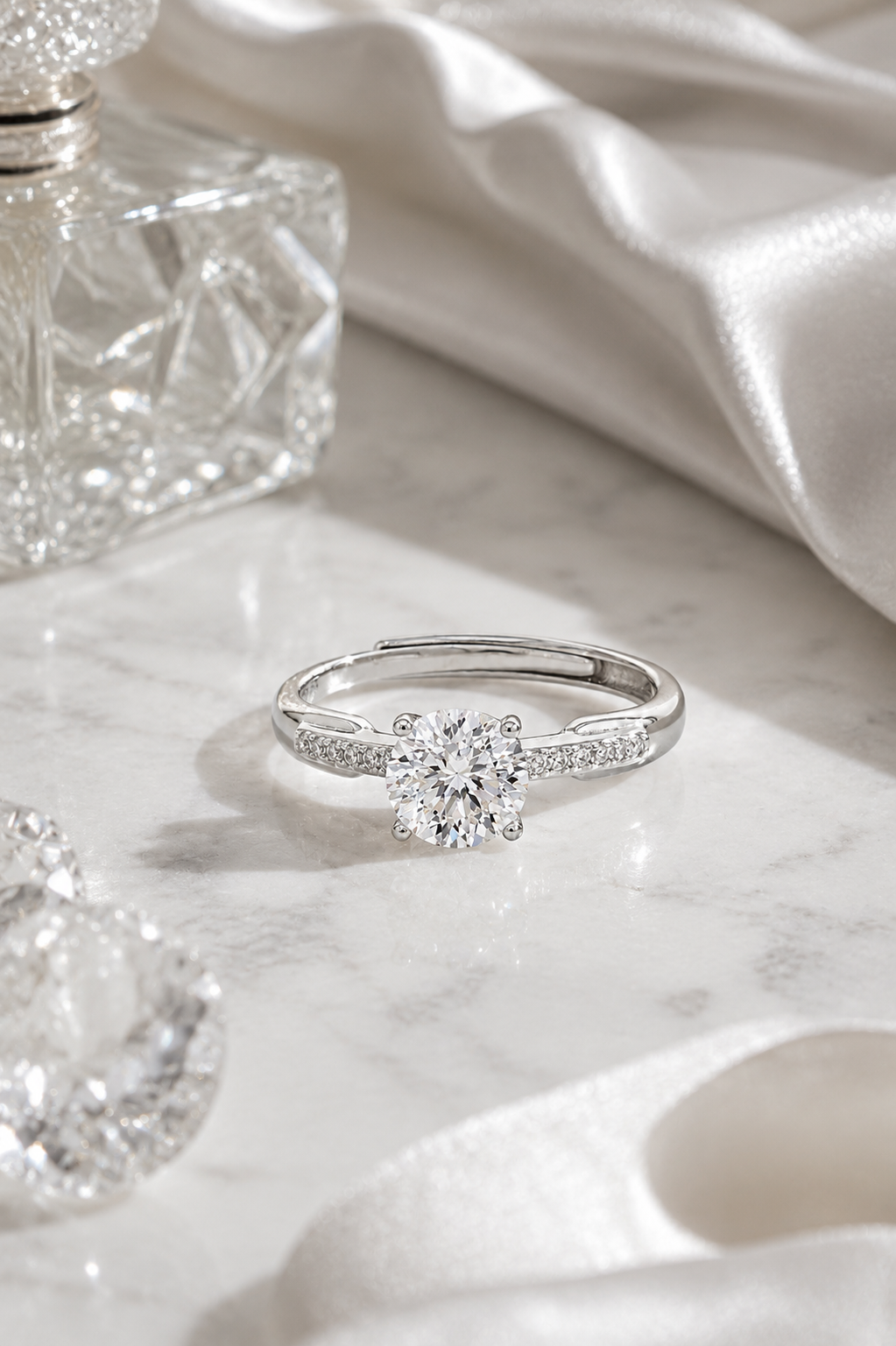 Round Solitaire Adjustable Ring