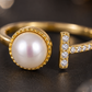 Pearl & Bar Open Adjustable Ring