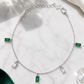 Green & White Baguette Charm Bracelet