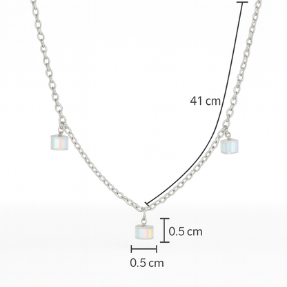 925 Silver Chain Necklace with 3 Crystal Charms – Elegant Minimalist Jewelry for Women