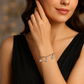 925 Silver Adjustable Chain Anklet with Crystal Bead Charms for Women