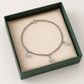 925 Silver Adjustable Chain Anklet with Crystal Bead Charms for Women