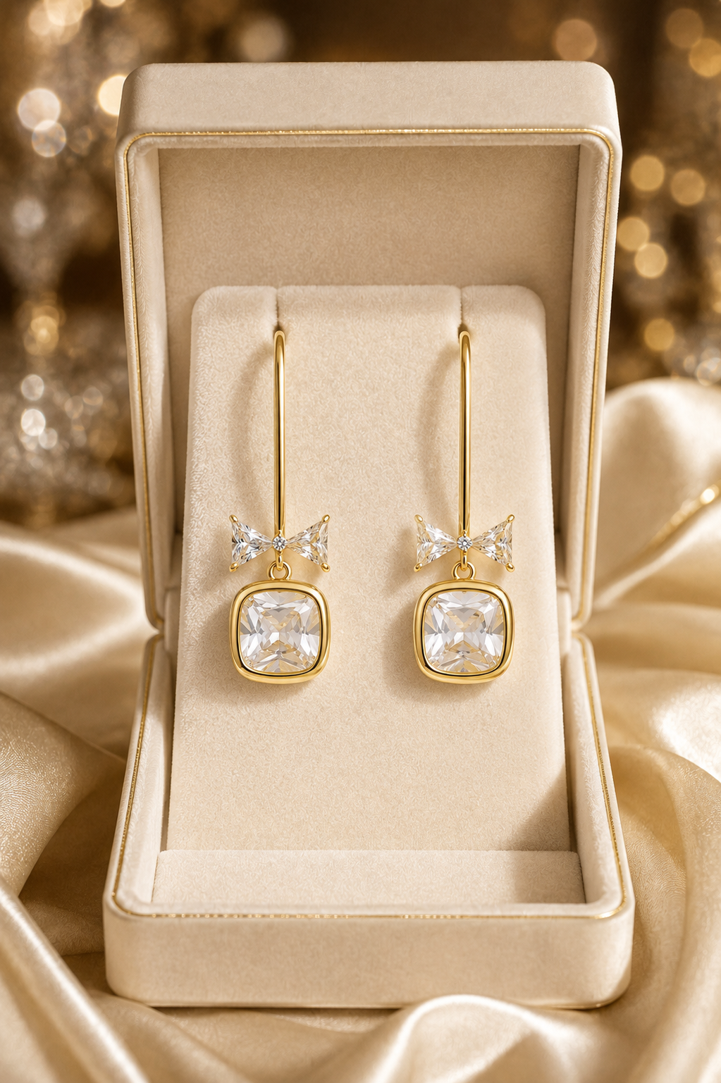 Bow Cushion-Cut Earrings