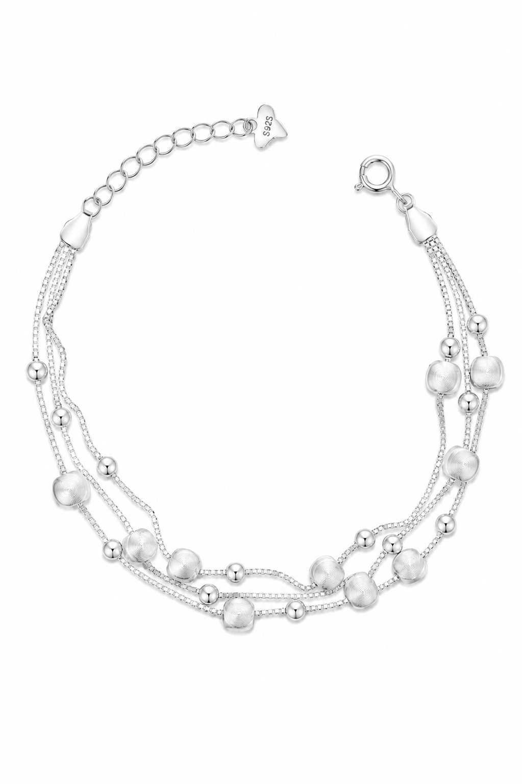 Triple-Layer Textured Chain Bracelet