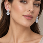 Silver Heart Halo Drop Earrings