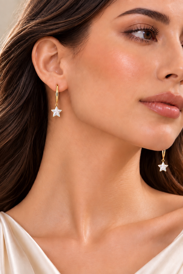 Pearl Star Earrings - Aaryahi Silver jewellery product photo