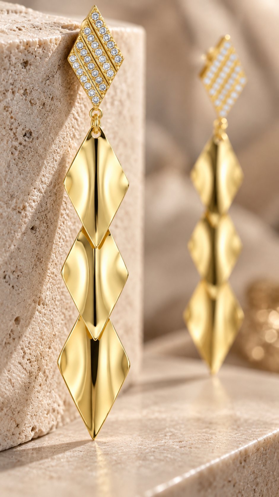 Geometric Triple Drop Earrings