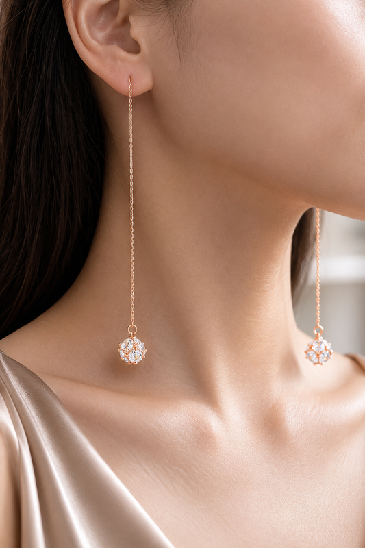 Rose-Gold Long Chain Earrings
