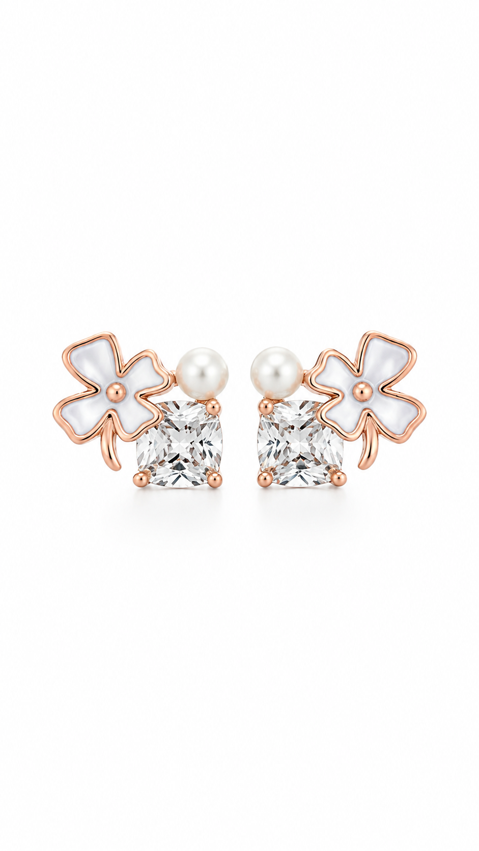 Clover Pearl & Cushion Earrings