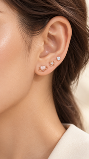 Planet Heart, Clover Heart Solitaire Earrings Set - Aaryahi Silver jewellery product photo