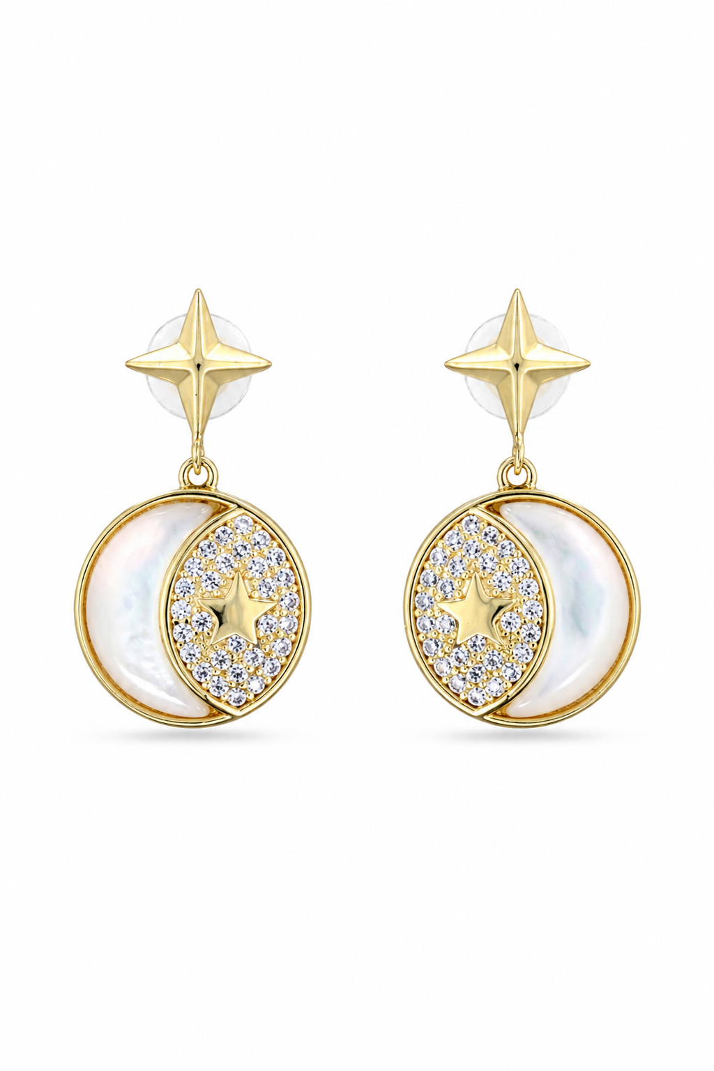 Moon & Star Pearl Earrings