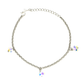 925 Silver Adjustable Chain Anklet with Crystal Bead Charms for Women