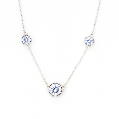 Triple Zircon Necklace for Women 925 Silver Finish Elegant Minimal Daily Wear Chain