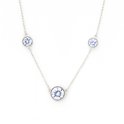 Triple Zircon Necklace for Women 925 Silver Finish Elegant Minimal Daily Wear Chain