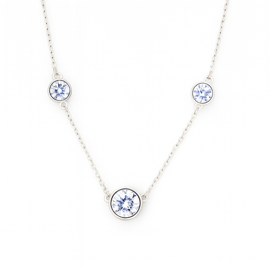Triple Zircon Necklace for Women 925 Silver Finish Elegant Minimal Daily Wear Chain
