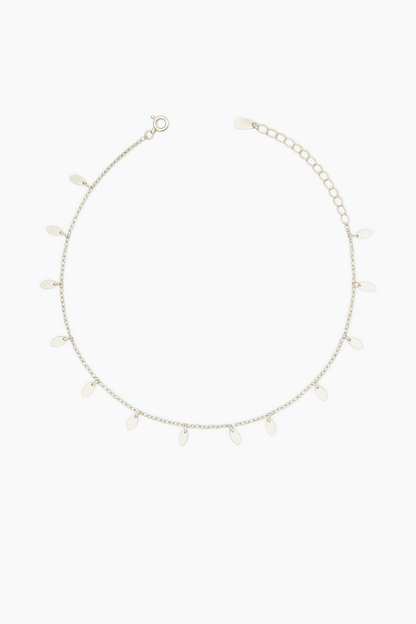 Elegant Silver Oval Drop Charm Anklet for Women & Girls | Minimal Daily Wear Adjustable Chain Anklet