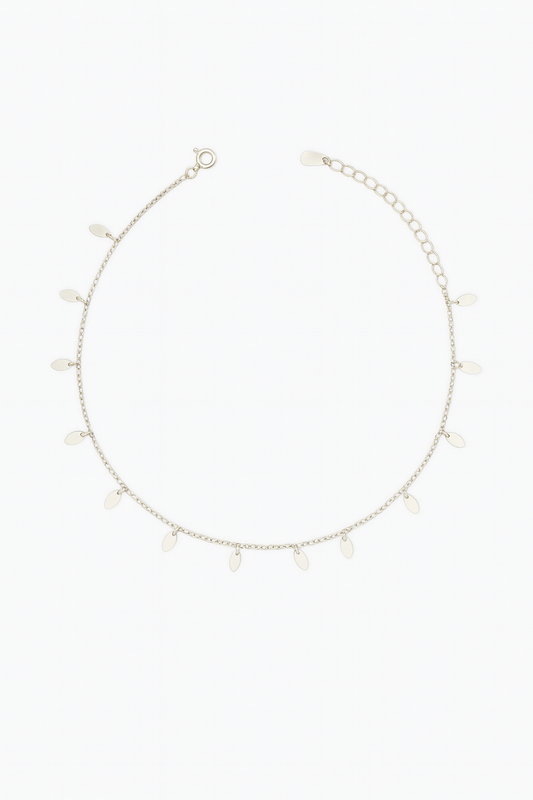 Elegant Silver Oval Drop Charm Anklet for Women & Girls | Minimal Daily Wear Adjustable Chain Anklet