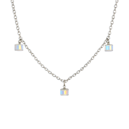 925 Silver Chain Necklace with 3 Crystal Charms – Elegant Minimalist Jewelry for Women