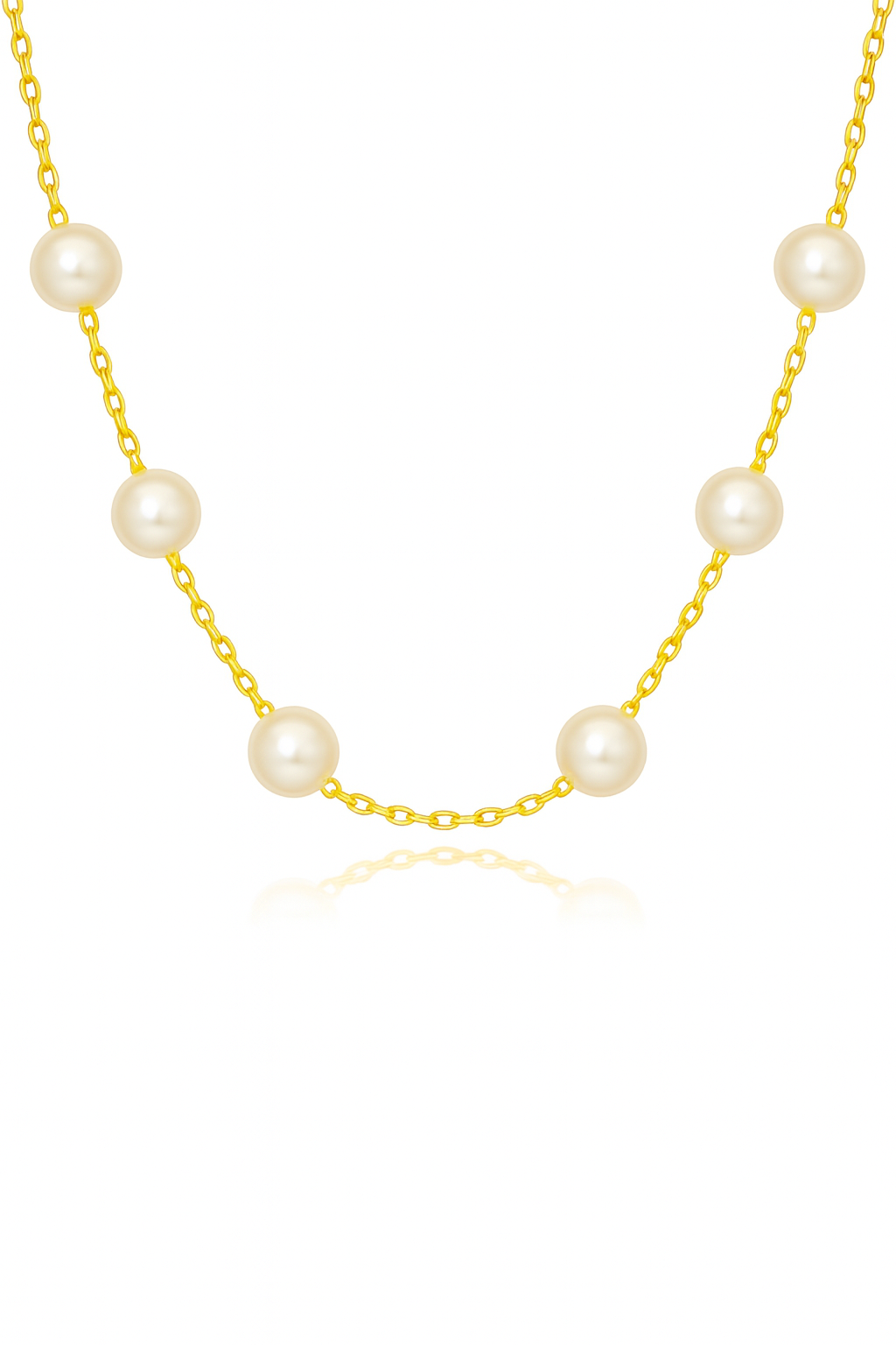 Gold Plated Pearl Chain Necklace for Women – Elegant Minimal Jewelry