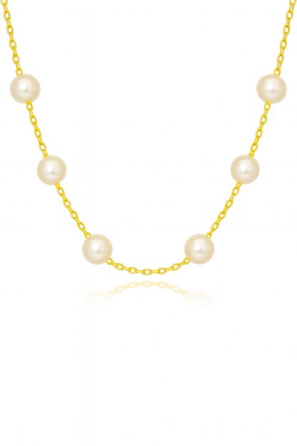 Gold Plated Pearl Chain Necklace for Women – Elegant Minimal Jewelry