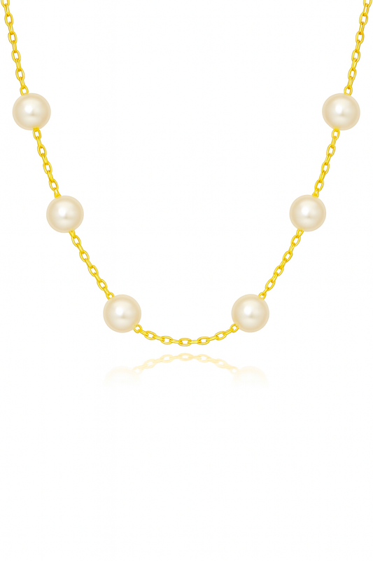 Gold Plated Pearl Chain Necklace for Women – Elegant Minimal Jewelry