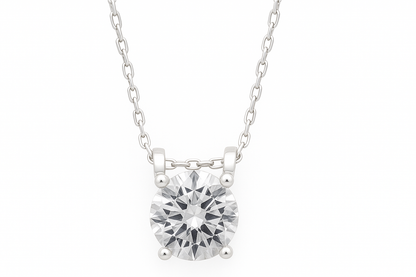 Silver Plated Solitaire Pendant Necklace for Women – Elegant CZ Diamond Chain