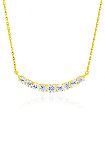 Gold Plated Zircon Necklace for Women Elegant Curve Pendant Chain for Daily and Festive Wear