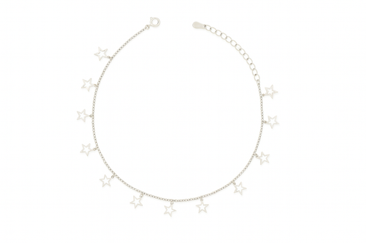 Elegant Silver Star Charm Anklet for Women & Girls | Dainty Celestial Daily Wear Adjustable Chain Anklet