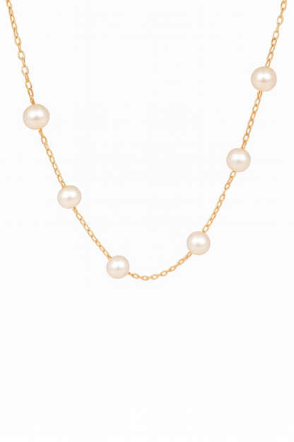 Gold Plated Pearl Chain Necklace for Women – Elegant Minimal Jewelry