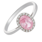 Elegant Pink Oval Halo Ring with Sparkling Accents