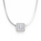 Square Solitaire Zircon Pendant Necklace for Women 925 Silver Finish Elegant Daily and Party Wear Chain