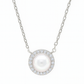 Round Pearl Zircon Pendant Necklace for Women 925 Silver Finish Elegant Daily and Party Wear Chain