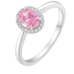 Elegant Pink Oval Halo Ring with Sparkling Accents