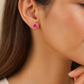 Silver Plated Pink Solitaire Stud Earrings for Women – Sparkling CZ Round Design