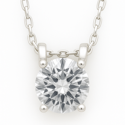 Silver Plated Solitaire Pendant Necklace for Women – Elegant CZ Diamond Chain