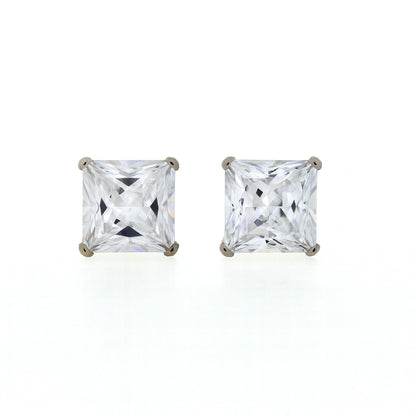 Princess-Cut Sparkling Solitaire Stud Earrings for Women | Elegant Daily Wear CZ Studs