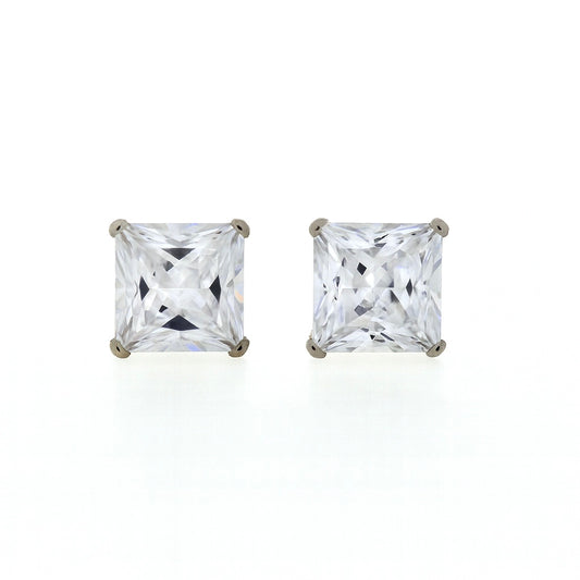 Princess-Cut Sparkling Solitaire Stud Earrings for Women | Elegant Daily Wear CZ Studs