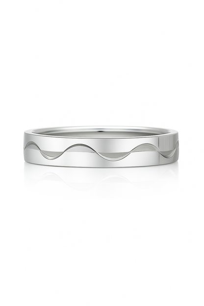 Wave Design Silver Finish Band Ring for Men and Women Elegant Minimal Daily Wear Finger Ring