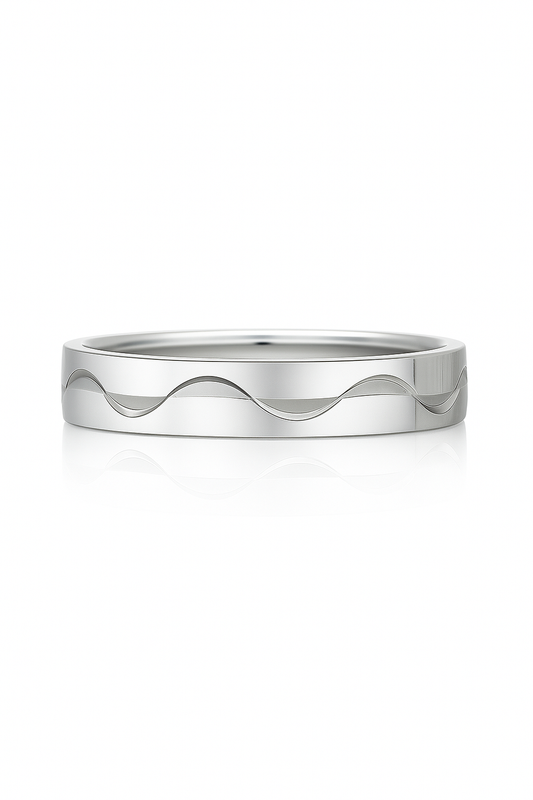Wave Design Silver Finish Band Ring for Men and Women Elegant Minimal Daily Wear Finger Ring