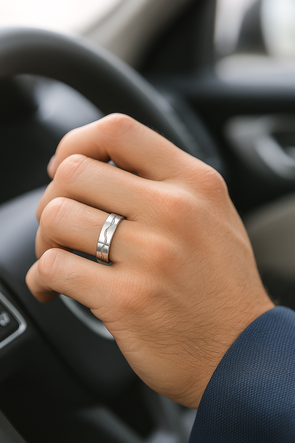 Wave Design Silver Finish Band Ring for Men and Women Elegant Minimal Daily Wear Finger Ring