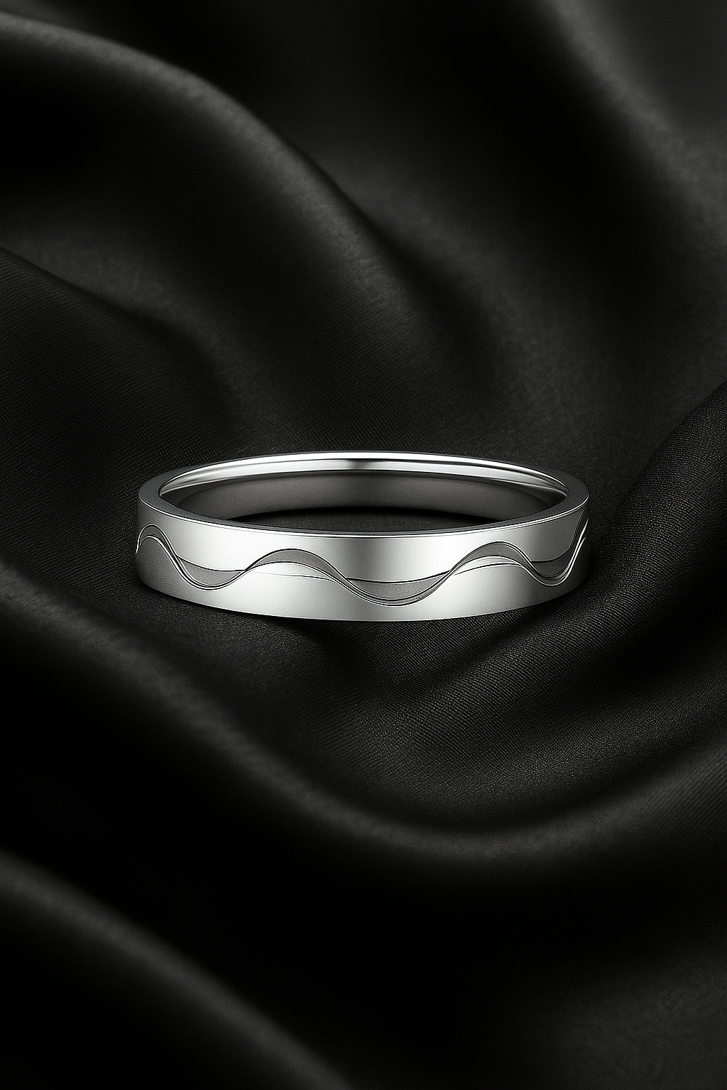 Wave Design Silver Finish Band Ring for Men and Women Elegant Minimal Daily Wear Finger Ring