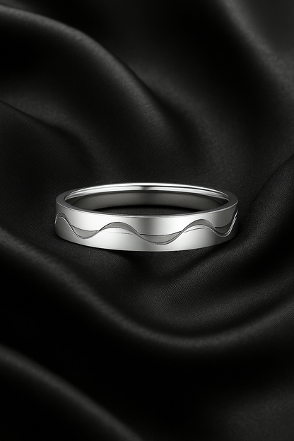 Wave Design Silver Finish Band Ring for Men and Women Elegant Minimal Daily Wear Finger Ring