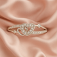 Double Heart Zircon Ring for Women 925 Silver Finish Romantic Love Adjustable Finger Ring
