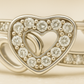Double Heart Zircon Ring for Women 925 Silver Finish Romantic Love Adjustable Finger Ring