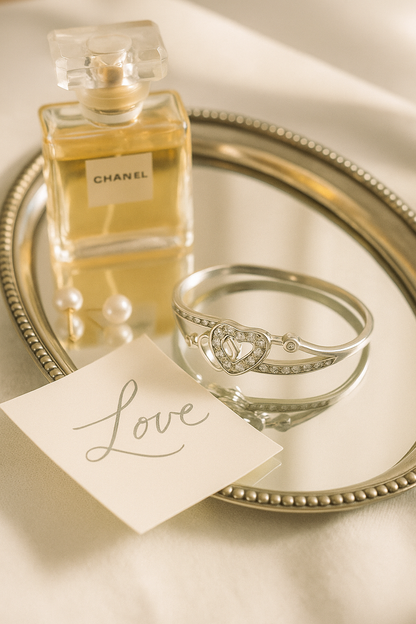 Double Heart Zircon Ring for Women 925 Silver Finish Romantic Love Adjustable Finger Ring