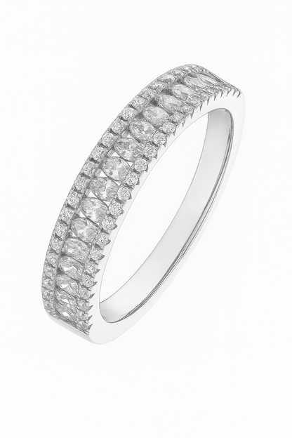 Eternity Band Zircon Ring for Women 925 Silver Finish Elegant Classic Wedding and Daily Wear Ring