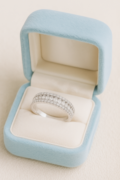 Eternity Band Zircon Ring for Women 925 Silver Finish Elegant Classic Wedding and Daily Wear Ring