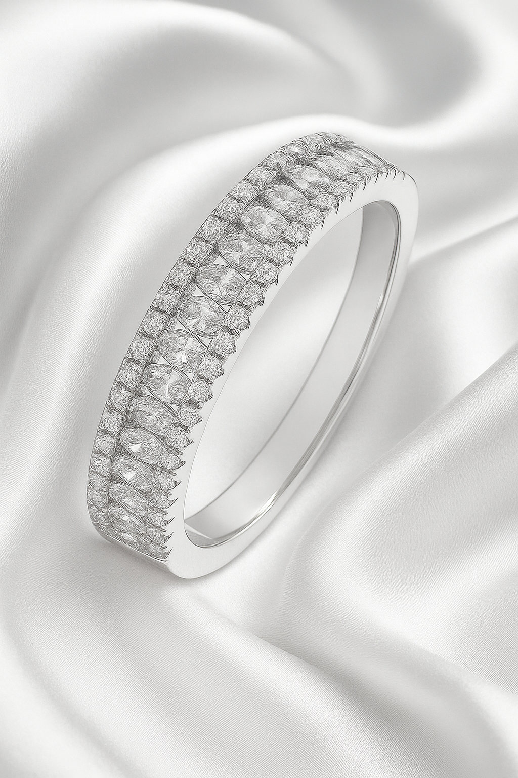 Eternity Band Zircon Ring for Women 925 Silver Finish Elegant Classic Wedding and Daily Wear Ring