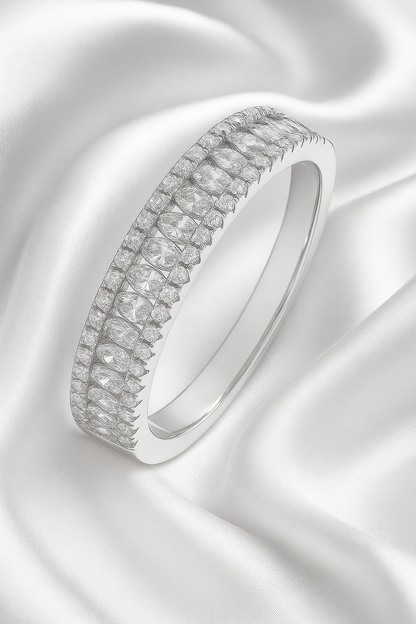 Eternity Band Zircon Ring for Women 925 Silver Finish Elegant Classic Wedding and Daily Wear Ring